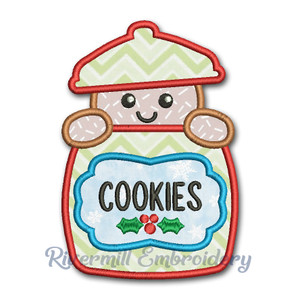 Applique Gingerbread Man In The Cookie Jar Machine Embroidery Design