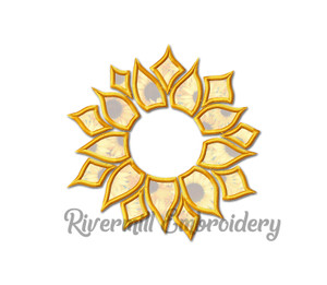 Applique Sunflower Monogram or Initial Frame Machine Embroidery Design