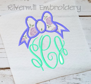 Applique Bow Monogram Topper Machine Embroidery Design
