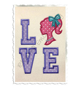 Applique Stacked Love w/ Silhouette Girl Machine Embroidery Design