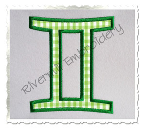 Applique Gemini Astrology Symbol Machine Embroidery Design