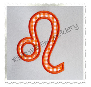 Applique Leo Astrology Symbol Machine Embroidery Design