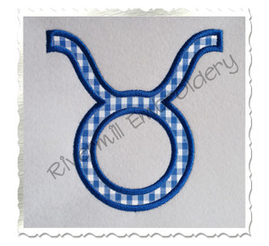 Applique Taurus Astrology Symbol Machine Embroidery Design