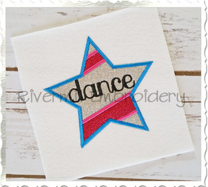 Dance Star Applique Machine Embroidery Design