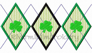 Applique Argyle With Shamrocks Pattern Machine Embroidery Design