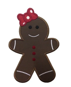 Applique Gingerbread Girl Machine Embroidery Design
