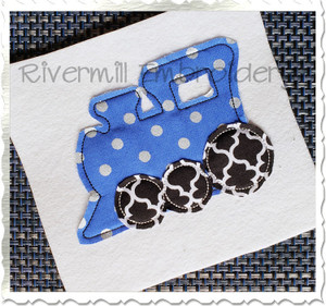 Raggy Applique Train Engine Machine Embroidery Design