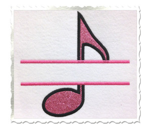 Applique Split Music Note Machine Embroidery Design