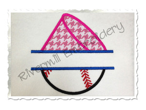 Split Applique Half Megaphone Half Baseball or Softball Machine Embroidery Design