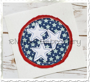 Raggy Applique Stars in a Circle Machine Embroidery Design