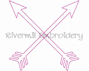 Raggy Applique Crossed Arrows Machine Embroidery Design