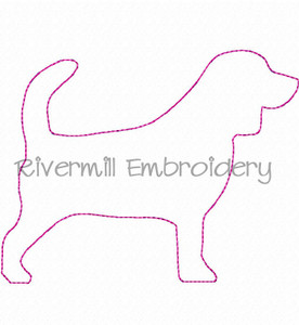 Raggy Applique Beagle Machine Embroidery Design