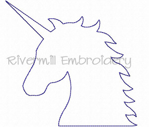 Raggy Applique Unicorn Head Machine Embroidery Design