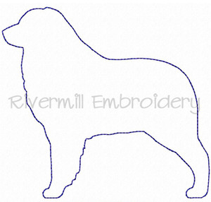 Raggy Applique Australian Shepherd Dog Silhouette Machine Embroidery Design