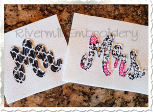 Raggy Applique Mr & Mrs Machine Embroidery Designs