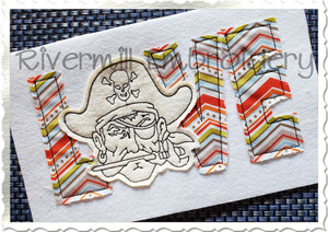 Raggy Applique Love with a Pirate Machine Embroidery Design