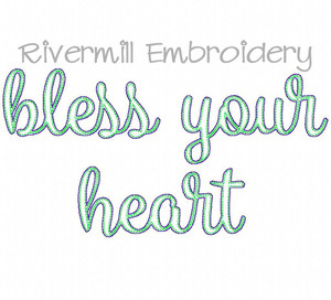Raggy Applique Bless Your Heart Machine Embroidery Design