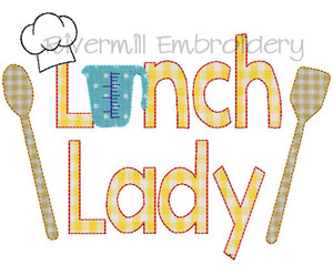 Lunch Lady Raggy Applique Machine Embroidery Design