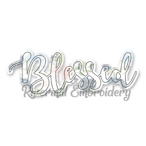 Raggy Applique Script Blessed Machine Embroidery Design Style 2