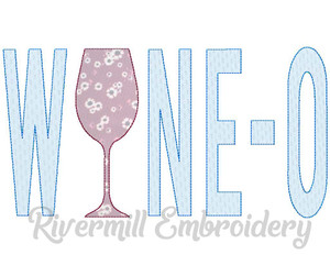 Raggy Applique Wine-O Machine Embroidery Design