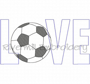 Raggy Applique Soccer Love Machine Embroidery Design