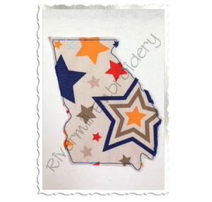Raggy Applique State of Georgia Machine Embroidery Design