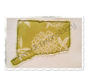 Raggy Applique State of Connecticut Machine Embroidery Design