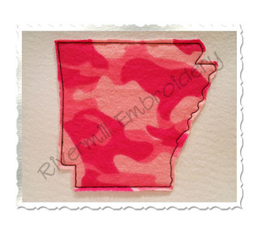 Raggy Applique State of Arkansas Machine Embroidery Design