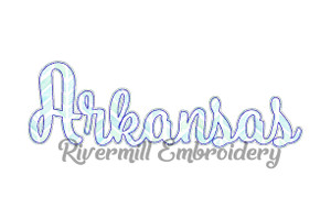 Raggy Applique Script Arkansas Machine Embroidery Design