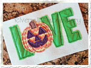 Raggy Applique Jack O Lantern Love Machine Embroidery Design