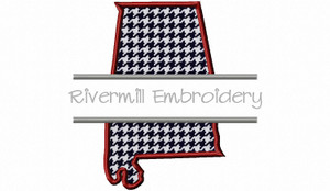 Split Applique State of Alabama Machine Embroidery Design