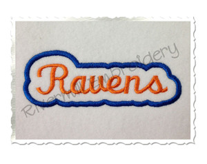 Applique Ravens Team Name Machine Embroidery Design