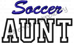Soccer Aunt Applique Machine Embroidery Design