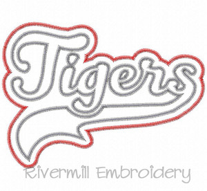 Zig Zag Double Applique Tigers Machine Embroidery Design