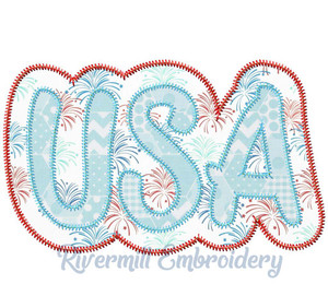 Zig Zag Double Applique USA Machine Embroidery Design
