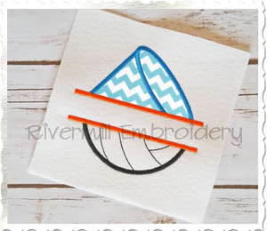 Split Applique Half Megaphone Half Volleyball Machine Embroidery Design