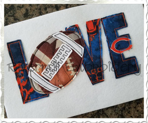 Raggy Applique Football Love Machine Embroidery Design