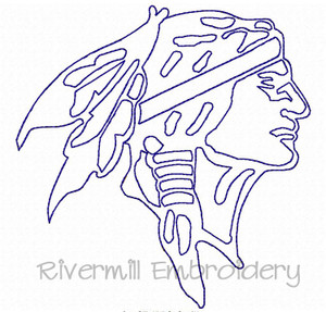 Raggy Applique Indian Brave Machine Embroidery Design