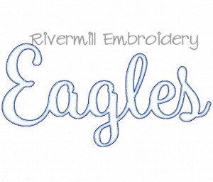 Raggy Applique Script Eagles Machine Embroidery Design