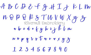Katy Script Machine Embroidery Font Alphabet