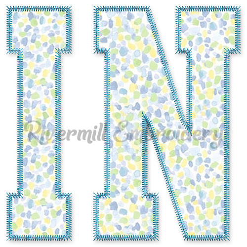 Large Zig Zag Applique IN Indiana Varsity Style Machine Embroidery Design