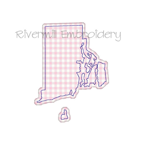 Raggy Applique State of Rhode Island Machine Embroidery Design