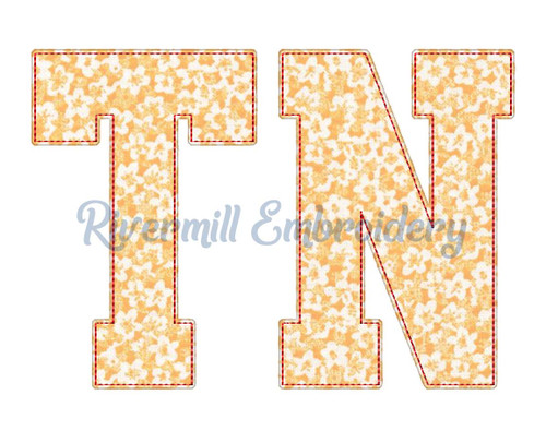 Raggy Applique Tennessee TN Varsity Style Machine Embroidery Design