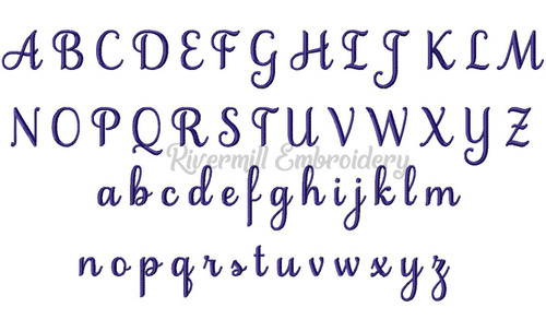 1 1/4" Size ONLY - Samantha Script Basic Machine Embroidery Font Alphabet