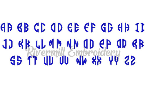 Round 2 Letter Monogram Machine Embroidery Font - 5 Inch Size Only