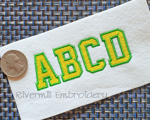 Small 2 Color Varsity Style Machine Embroidery Alphabet