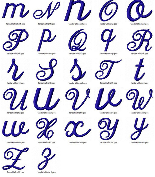 Elegant Script Machine Embroidery Font Alphabet - Rivermill Embroidery