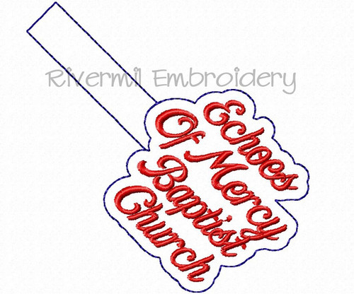 Echoes of Mercy Baptist Church In The Hoop Snap Tab Key Fob Machine Embroidery Design