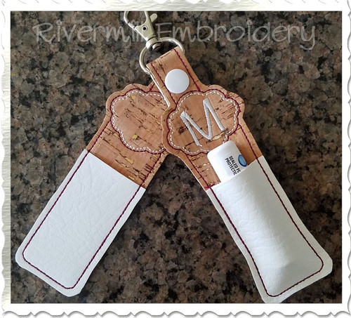 Blank Frame Chapstick Holder In The Hoop Snap Tab Key Fob Machine Embroidery Design