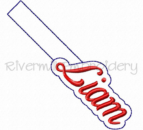 Liam In The Hoop Snap Tab Key Fob Machine Embroidery Design